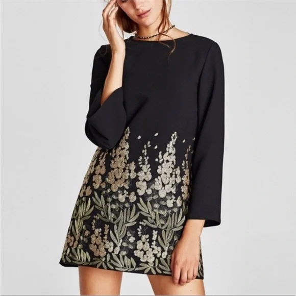 Tahari | Dresses | Tahari Black And Gold Embellished Dress | Poshmark